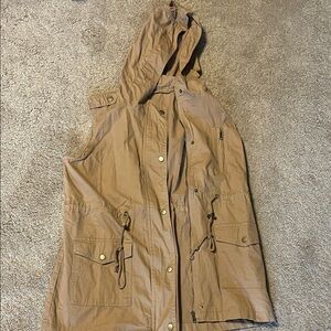 Zenana Outfitters Brown Hooded Utility Vest